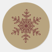 Trendy Stylish Red and Gold Christmas Snowflake Runder Aufkleber (Vorderseite)