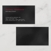 Trendy Stylish Red Black Gray Consultant Visitenkarte (Vorne/Hinten)