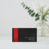 Trendy Stylish Red Dark Gray Modern Elegant Visitenkarte (Stehend Vorderseite)