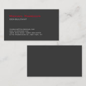 Trendy Stylish Red Gray Consultant Visitenkarte (Vorne/Hinten)