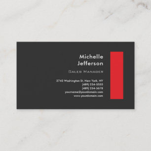 Trendy Stylish Red Gray Modernes Minimalistisch Visitenkarte
