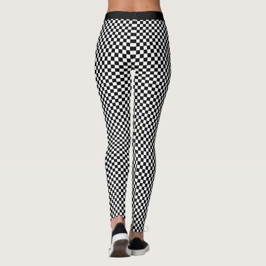 Trendy Stylish Schwarz-weiß Schachbrett Pattern Yo Leggings (Rückseite)