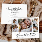 Trendy Stylish Script 3 Foto Collage Wedding Save The Date