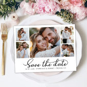 Trendy Stylish Script 3 Foto Collage Wedding Save The Date