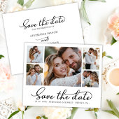 Trendy Stylish Script 3 Foto Collage Wedding Save The Date