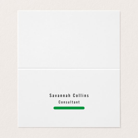 Trendy Stylish Simple Schlicht Green Minimalistisc Visitenkarten (Außenseite Aufgefaltet)