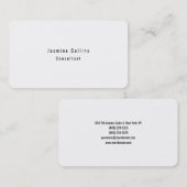 Trendy Stylish Simple Schlicht White Minimalistisc Visitenkarte (Vorne/Hinten)