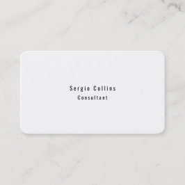 Trendy Stylish Simple Schlicht White Minimalistisc Visitenkarte