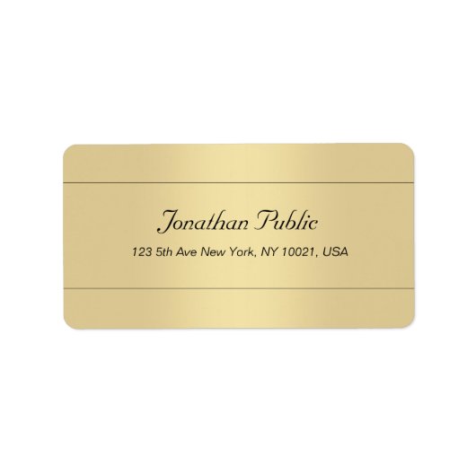 Trendy Stylish Simple Template Gold Look Adresse Adressaufkleber (Vorne)