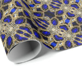 Trendy Stylish Türkise Gold Silver Sapphire Blue Geschenkpapier (Rolleneckpunkt)