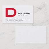 Trendy Stylish White Red Monogram Beruflich Visitenkarte (Vorne/Hinten)