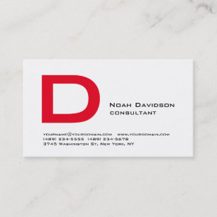 Trendy Stylish White Red Monogram Beruflich Visitenkarte
