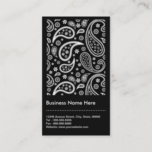 Trendy Stylist - Schwarzweiß-Paisley-Muster Visitenkarte (Rückseite)