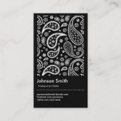Trendy Stylist - Schwarzweiß-Paisley-Muster Visitenkarte (Vorderseite)