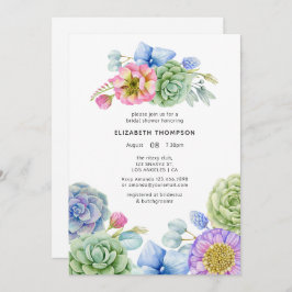 Trendy Succulent floral Brautparty Einladung