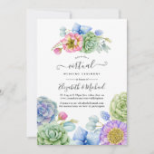 Trendy Succulent floral Online Virtual Wedding Einladung (Vorderseite)