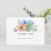 Trendy Succulent Floral Wedding Dankeskarte (Stehend Vorderseite)