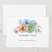 Trendy Succulent Floral Wedding Dankeskarte (Vorne/Hinten)