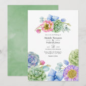 Trendy Succulent Floral Wedding Einladung (Vorne/Hinten)