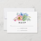 Trendy Succulent Floral Wedding RSVP Karte (Vorderseite)
