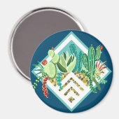Trendy Succulents & Cactus Geometric Terrarium Magnet (Vorderseite/Rückseite)