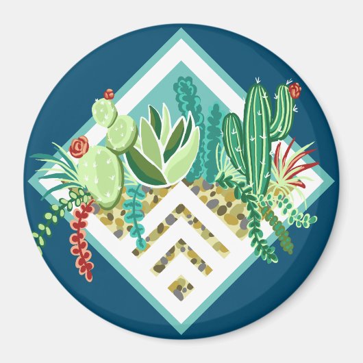 Trendy Succulents & Cactus Geometric Terrarium Magnet (Vorne)