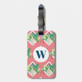 Trendy Succulents & Cactus Terrarium Monogram Gepäckanhänger (Rückseite vertikal)