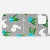 Trendy Succules & Sleeping Llama | PERSONALISIERT Case-Mate iPhone Hülle (Rückseite (Horizontal))
