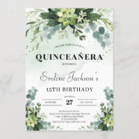 Trendy succuly eucalyptus boho quinceanera