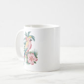Trendy Summer beach Parrot and Hibiscus Flowers Kaffeetasse (Vorderseite Links)