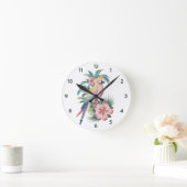 Trendy Summer Beach Parrot und Hibiskus Blume Runde Wanduhr (Zuhause)