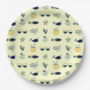 Trendy Summer Icons Muster Pappteller