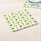 Trendy Summer Icons Muster Rechteckiger Pappuntersetzer (angewinkelt)