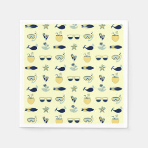Trendy Summer Icons Muster Serviette