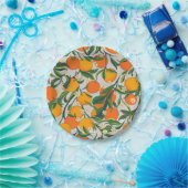 Trendy Summer Orange Citrus Frucht Blossom Muster Pappteller (Party)