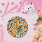 Trendy Summer Orange Citrus Frucht Blossom Muster Pappteller (Party)