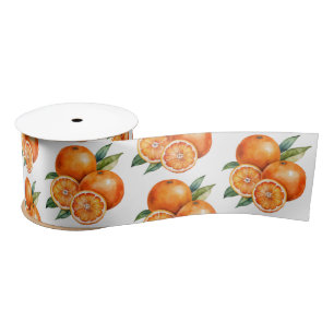 Trendy Summer Orange Citrus Frucht Blossom Muster Satinband