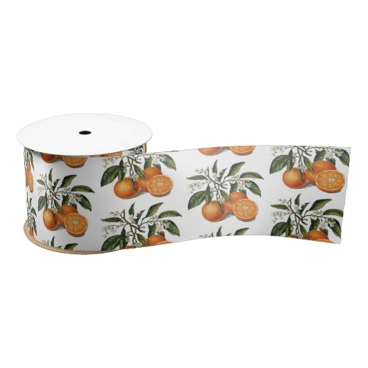 Trendy Summer Orange Citrus Frucht Blossom Muster Satinband (Spule)