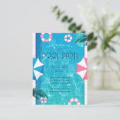 Trendy Summer Pool Party Einladung (Stehend Vorderseite)