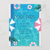 Trendy Summer Pool Party Einladung (Vorderseite)