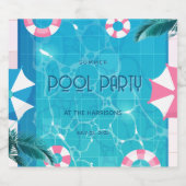 Trendy Summer Pool Party  Schaumweinetikett (Einzelnes Label)