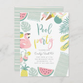 Trendy Summer Pool Party Script Sweet 16 Birthday Einladungspostkarte (Vorne/Hinten)