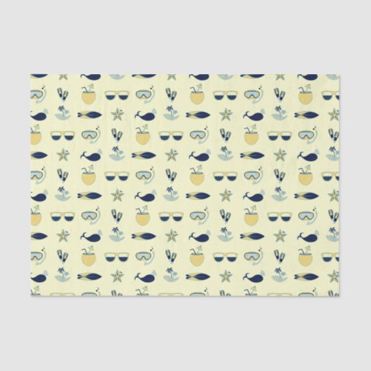 Trendy Summer Symbols Muster Seidenpapier (Vorderseite)