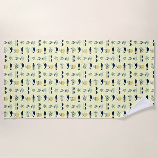 Trendy Summer Symbols Muster Strandtuch (Vorderseite)