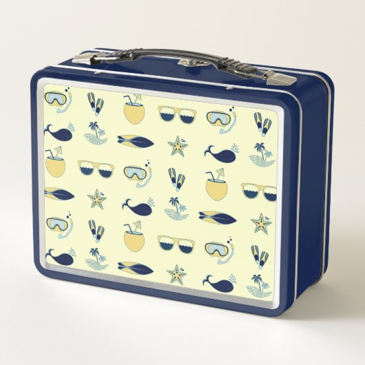 Trendy Summer Symbols Mustermonogramm Metall Brotdose (Rückseite)