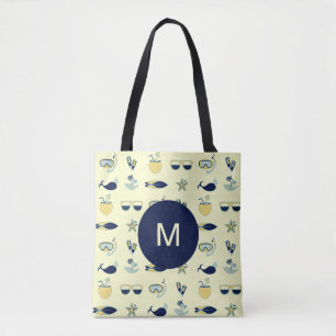 Trendy Summer Symbols Mustermonogramm Tasche