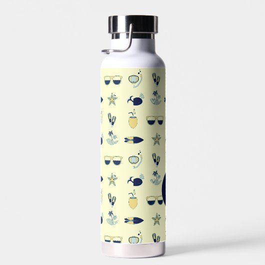 Trendy Summer Symbols Mustermonogramm Trinkflasche (Rechts)