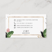 Trendy Summer Tropical Blätter Gold Glitzer Frame Visitenkarte (Rückseite)