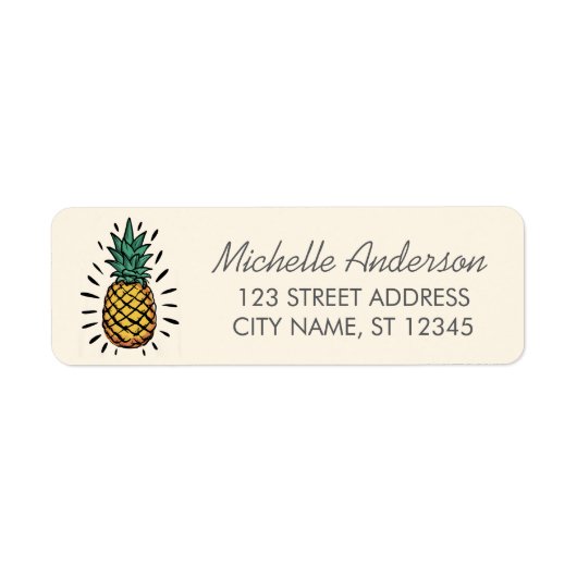 Trendy Summer Tropical Pineapple Return Address (Vorne)