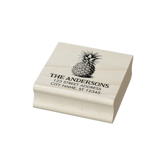 Trendy Summer Tropical Pineapple Return Address Gummistempel (Stempel)